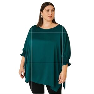 ODDY Women's Plus Blouse Crinkle Loose Green Size 3x Holiday Christmas Party NEW